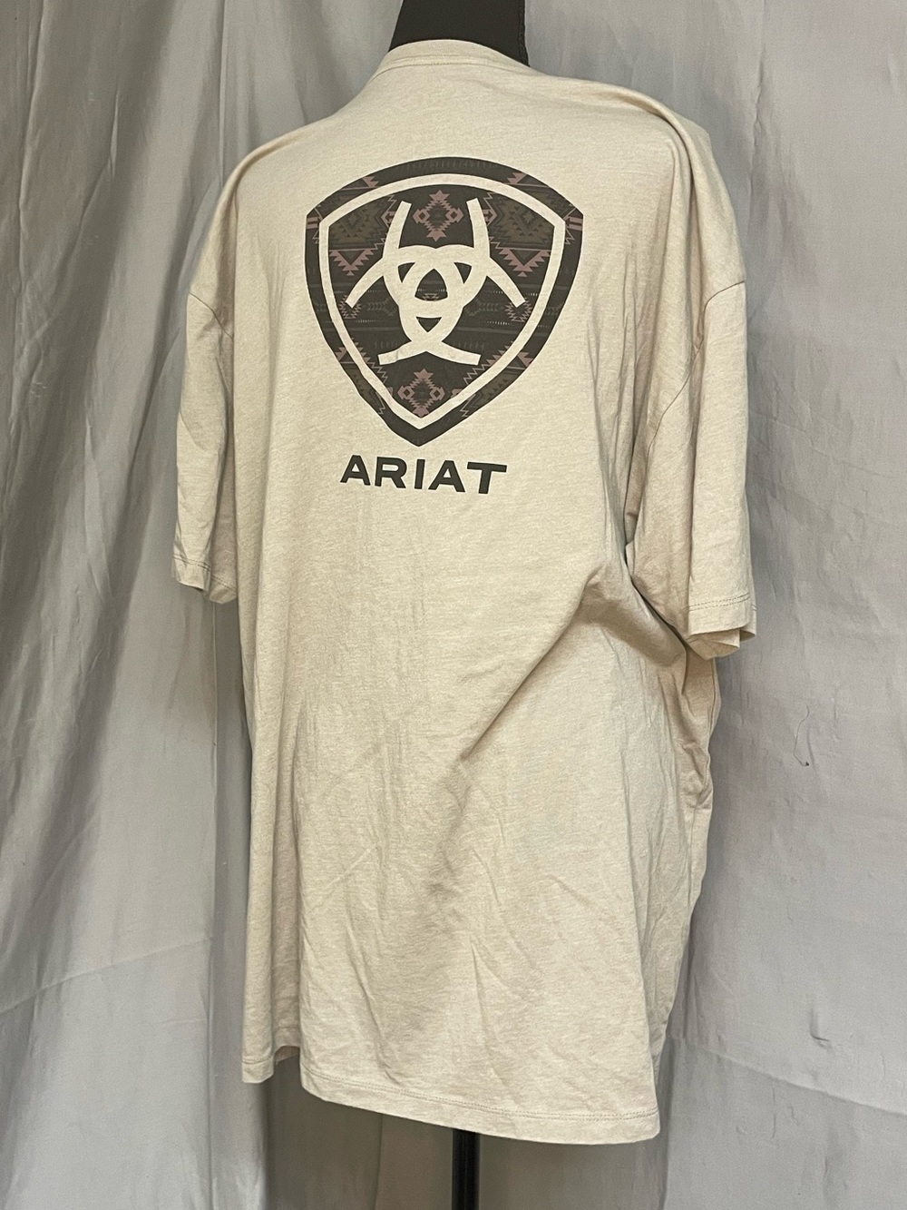Ariat Cream Short Sleeve Logo Tee with Shield Graphic